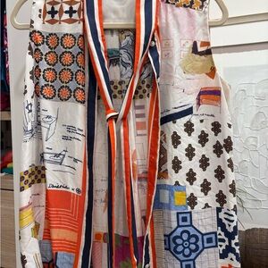 Tory Burch Sienna Patchwork Sleeveless Top with Bow